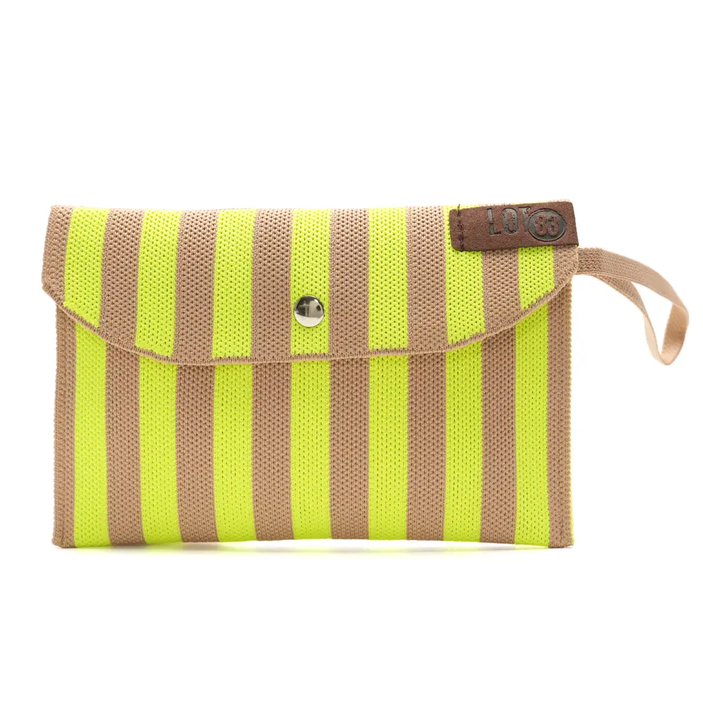 LOT83 Geldbörse AMBER 5, Streifen Neon Gelb-Beige, Portemonnaie  