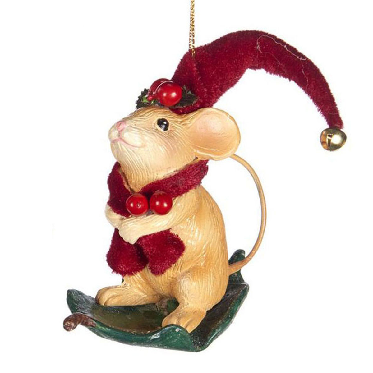 Woodland Maus Santa auf Blatt, ca.9 cm  von  Catherine Collection / Goodwill