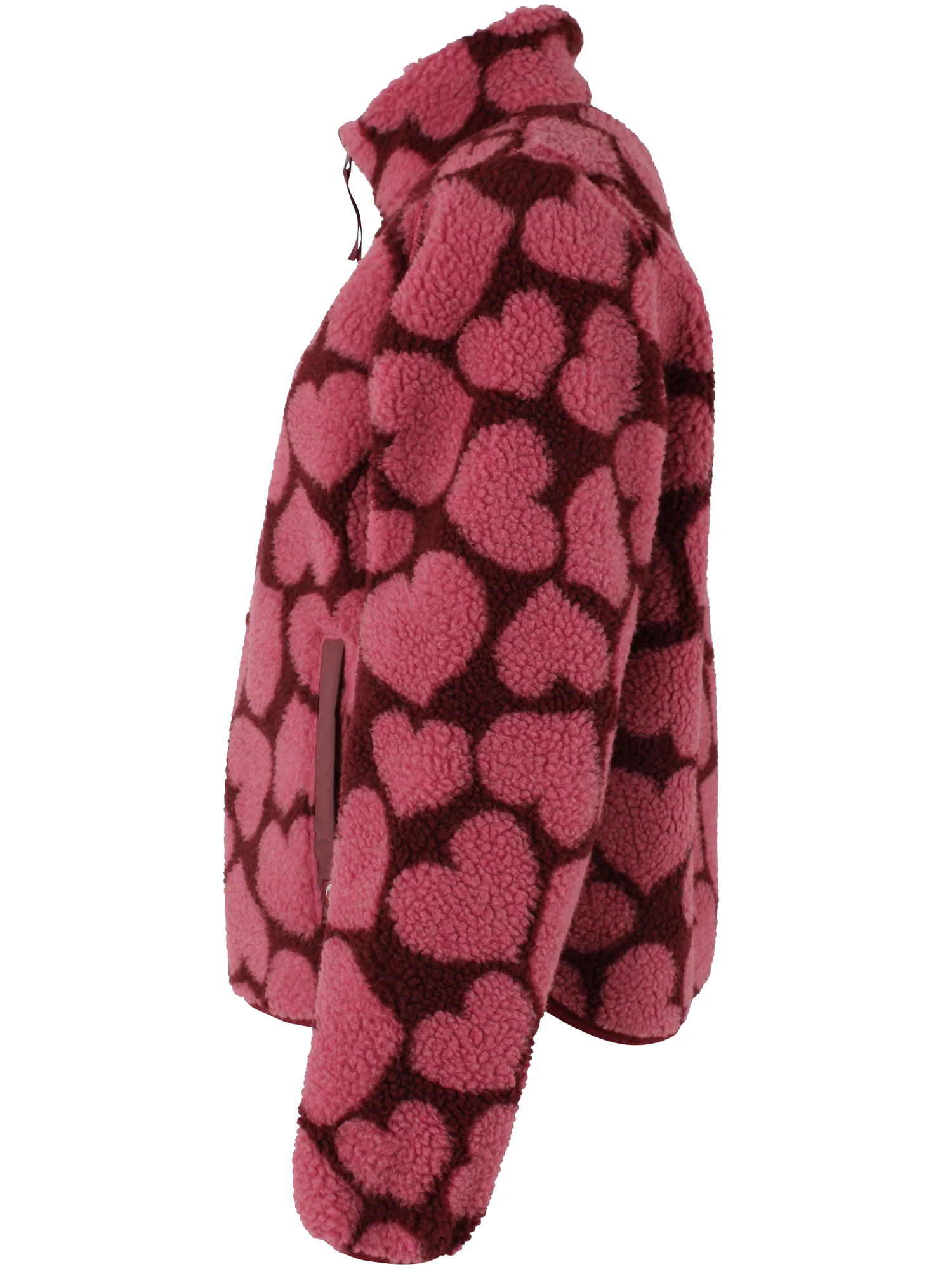 Danefae Danelabrador Fleece Zip-Up Dark Cherry HEARTTHROB, Teddy Jacke mit Herz