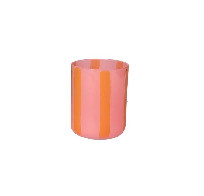 Linea Teelicht Orange, Streifen, ca. 8 x 10,5 cm, Glas