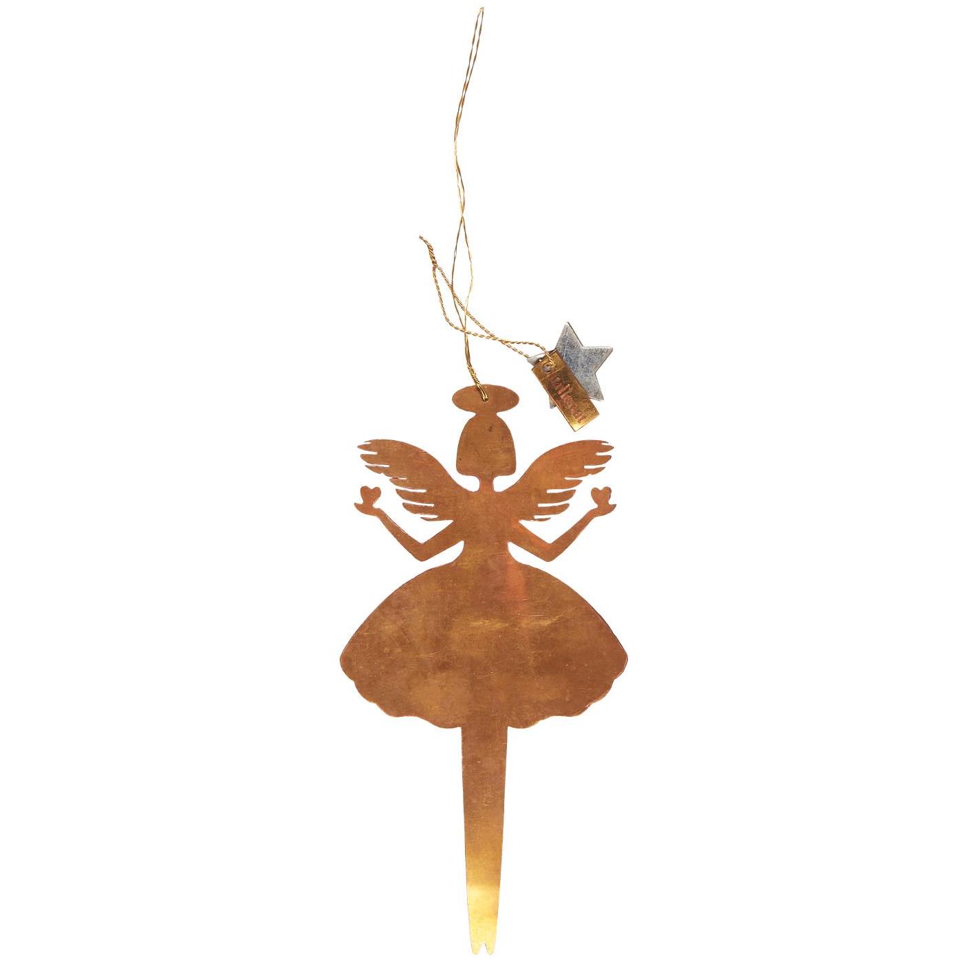 Weihnachtsanhänger Engel mit Herz , Gloria, ca 14 cm, Messing