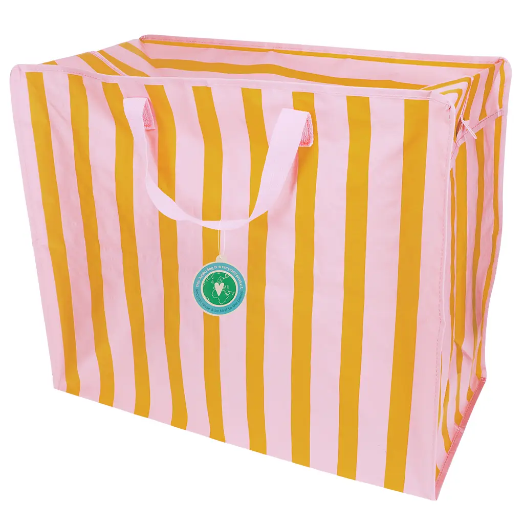 Jumbo-Aufbewahrungstasche - Streifen Rosa-Orange, ca. 58 x 28 x 48 cm