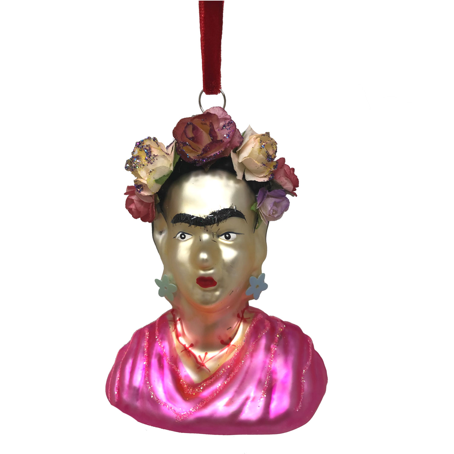 Frida im pinkfarbenen Kleid Weihnachtsschmuck, Weihnachtskugel, Glas