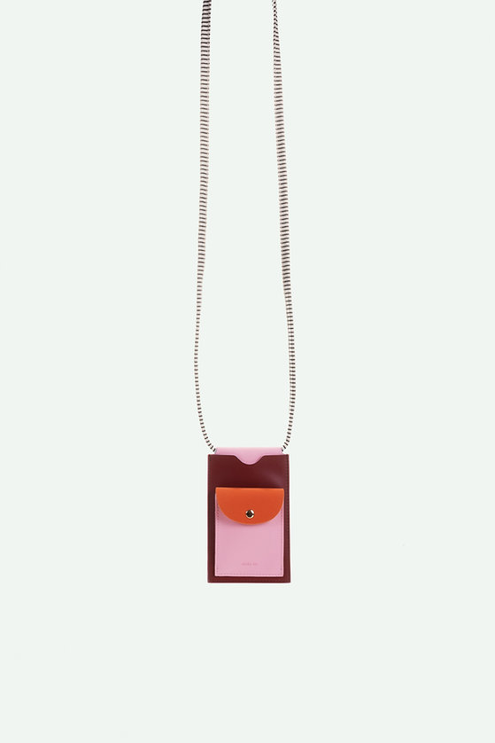 Handytasche in pink-orange -burgund von The Sticky Sis Club, phone pouch | il sole | colore | cherry red + dolce pink + arancia orange