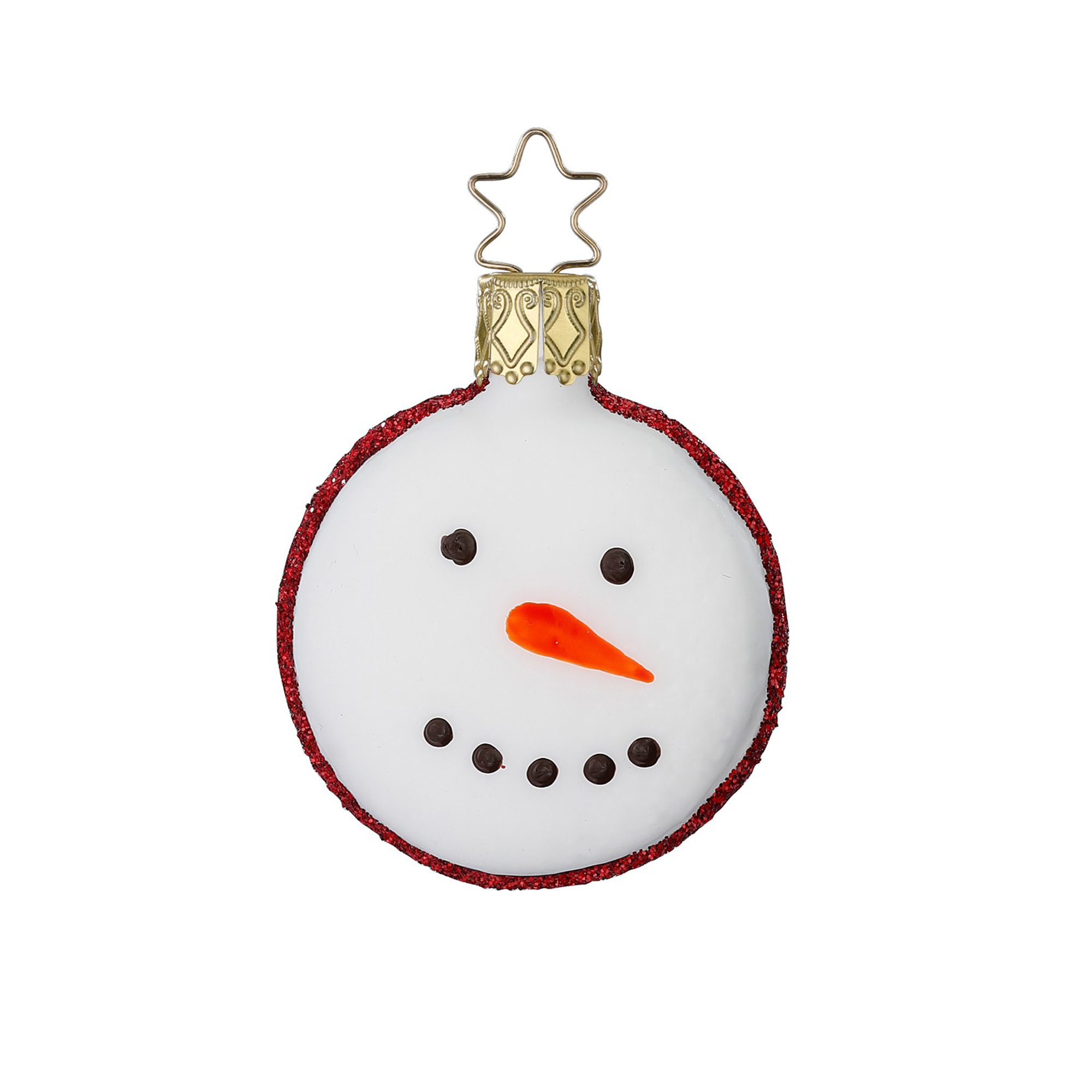 Inge Glas Macaron Schneemann, Christbaumkugel , ca. 5,5 cm, Glas   