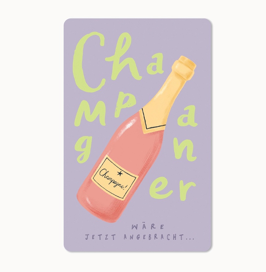 Lunacard Postkarte Champagner
