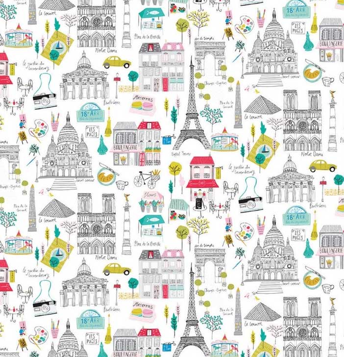 Geschenkpapier PARIS von Jessica Hogarth, ca. 50 x 70 cm   