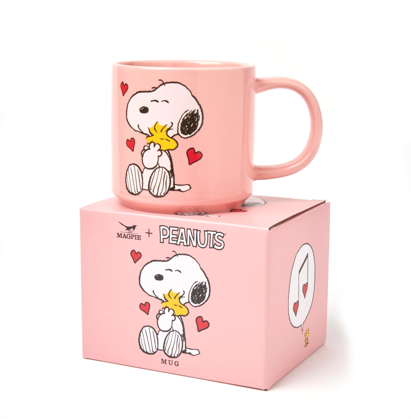 The Peanuts Becher "LOVESONG", Snoopy & Woodstock in Love Tasse, ca. 330 ml  , Rosa