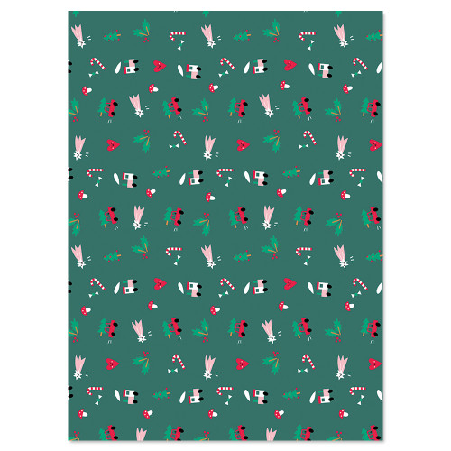 Geschenkpapier - Susie Hammer XMas, ca.  50 x 70 cm, grün