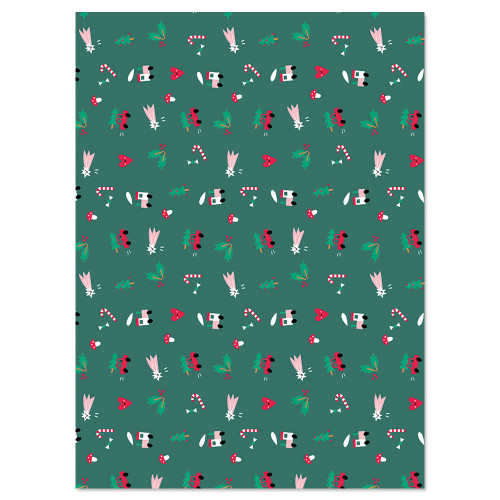 Geschenkpapier Xmas Autos von Susie Hammer , ca.  50 x 70 cm, grün