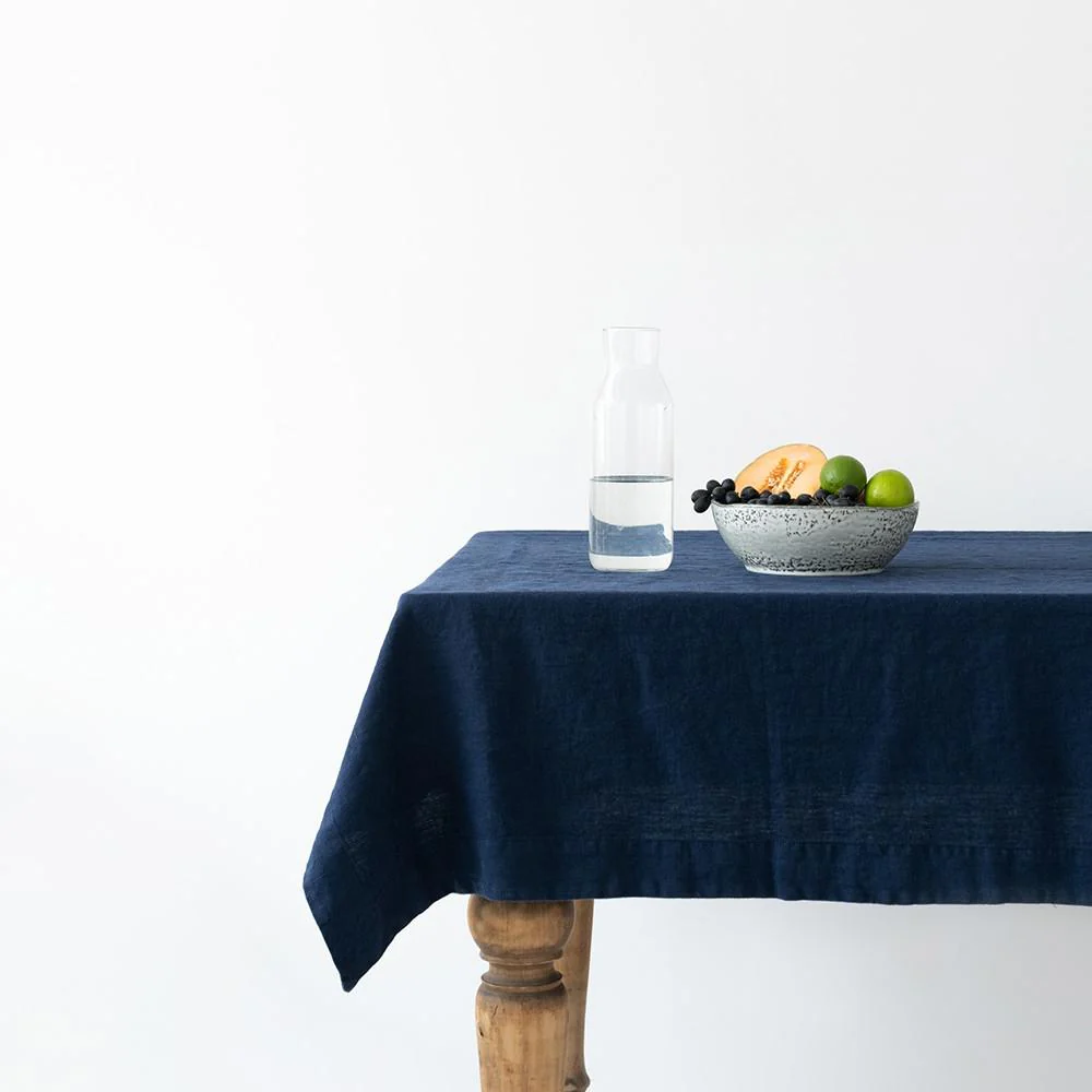 Tischdecke 140 x 250 cm Leinen Navy von Linen Tales