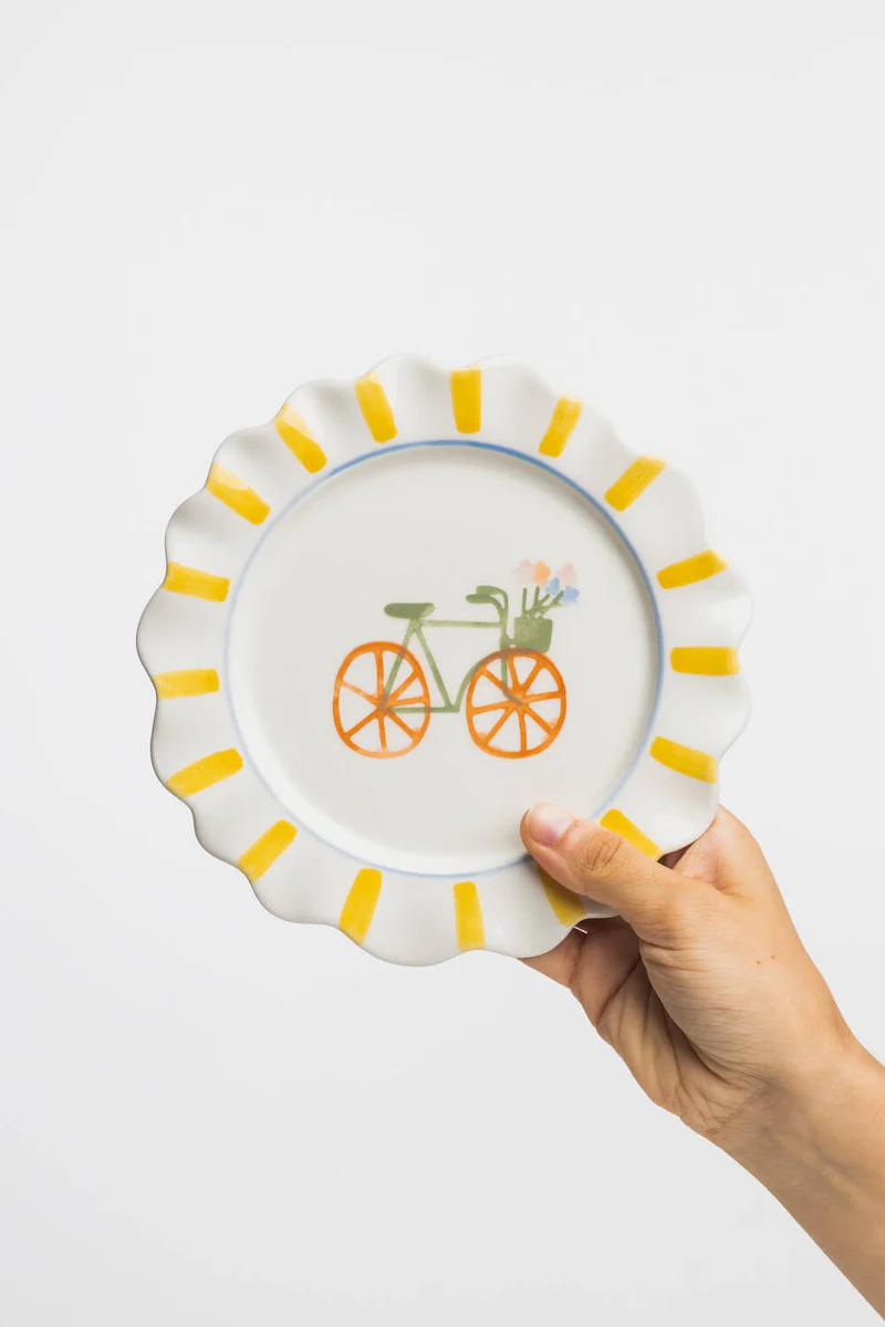 Teller VELOBLOOM, Fahrrad,  D. 18 cm, Keramik  