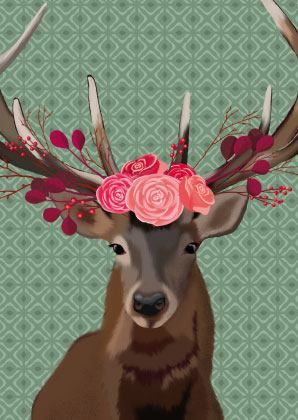 Postkarte Deer von Toni Starck , Hirsch
