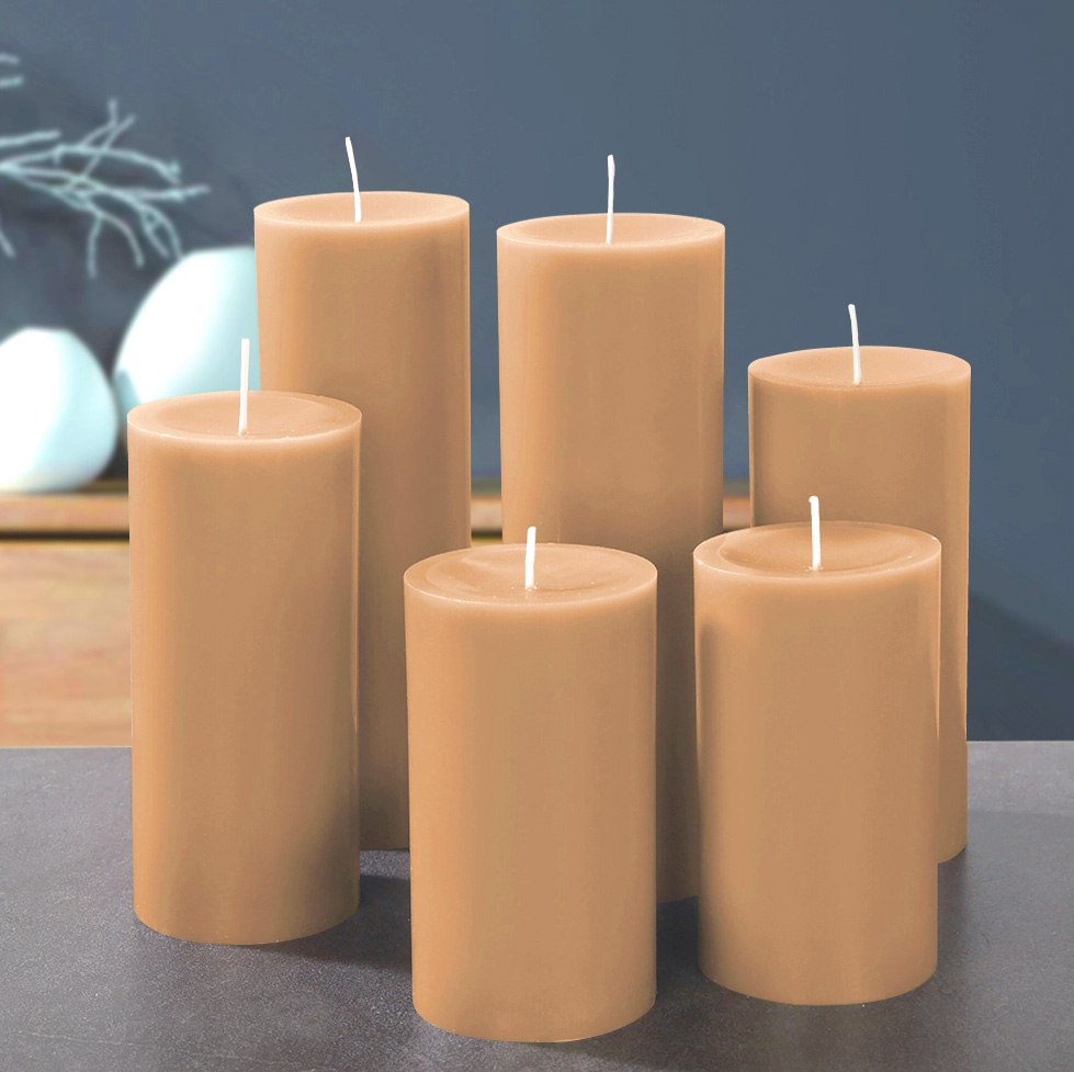 Engels Kerzen, Gegossene Stumpenkerze, D. 8 cm x 15 cm, Farbe: Sand