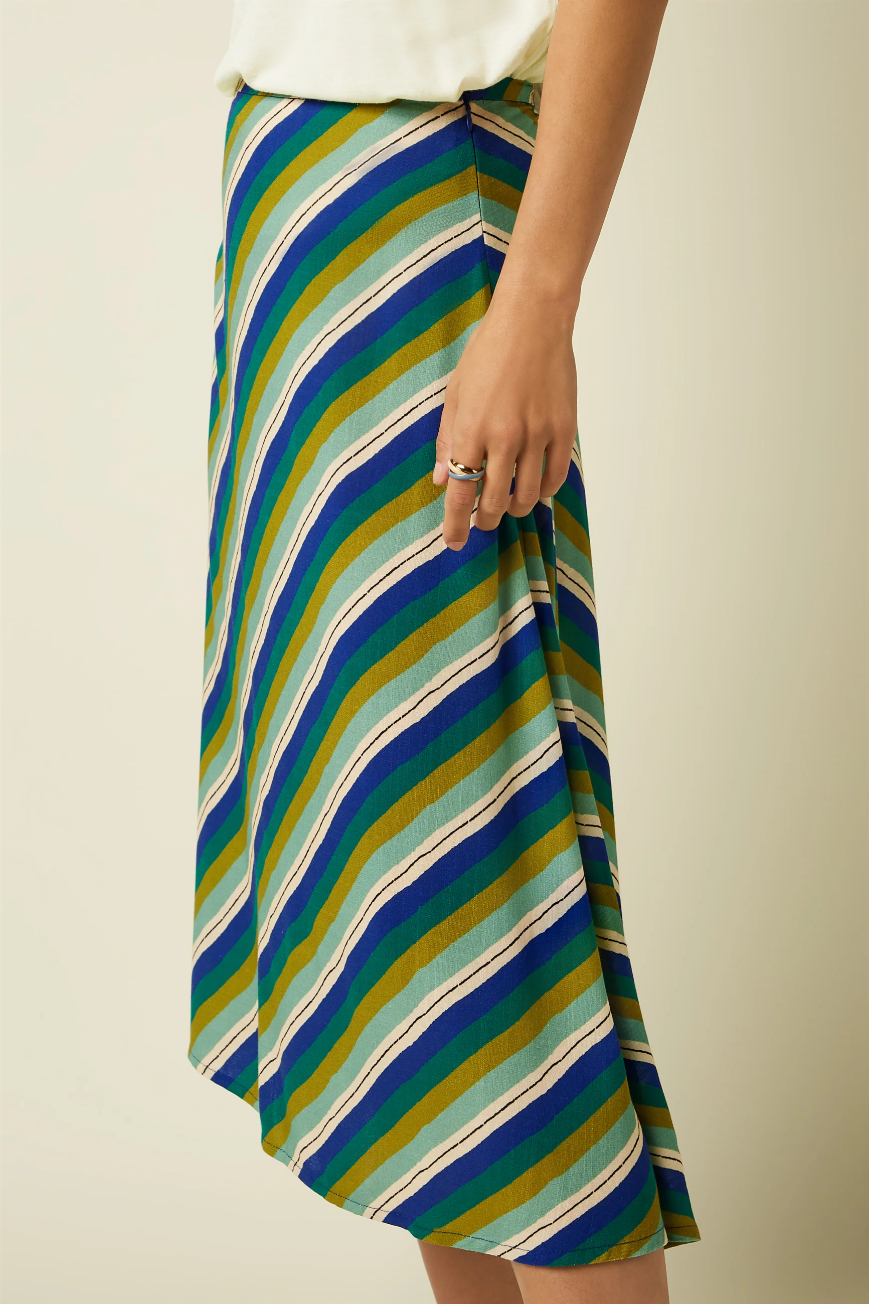 King Louie Juno Midi Skirt Cliff, Farbe Mazarine - Cliff, mittellanger Rock