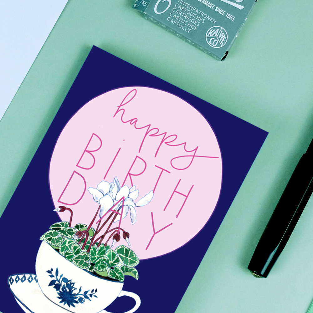 Geburtstagskarte Cyklamen Happy Birthday von Wonder Of Today 