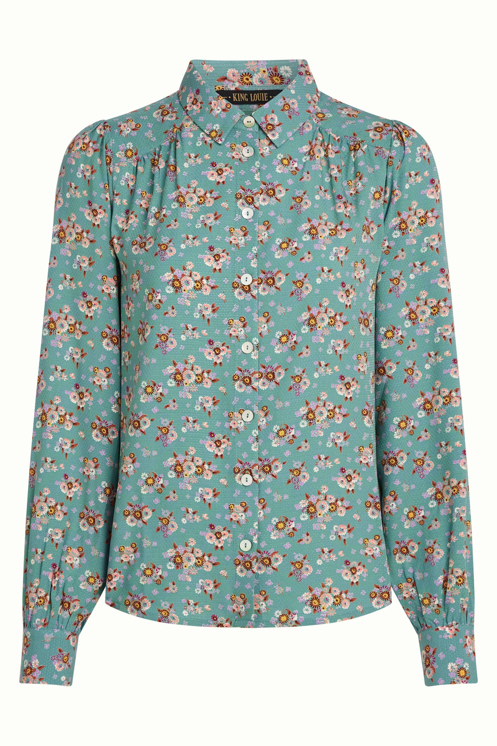 King Louie Bluse Carina Blouse Revel, Farbe Silver Green