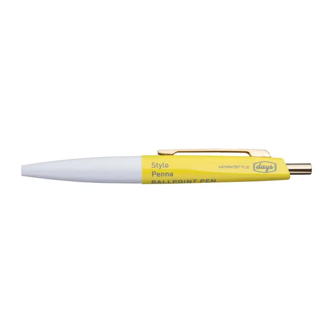 Kugelschreiber Mini Ballpoint Pen Anterique, Farbe Weiß-Gelb