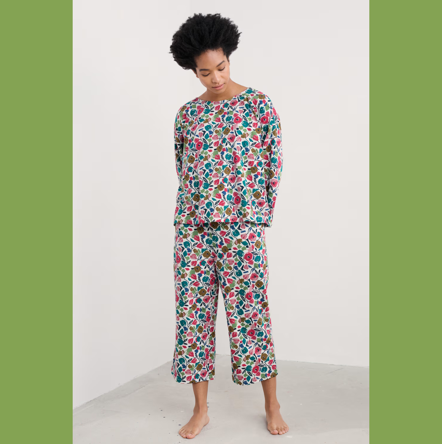% SEASALT CORNWALL PYJAMA Tree Shadow Jersey , Zennor Blooms Mix %