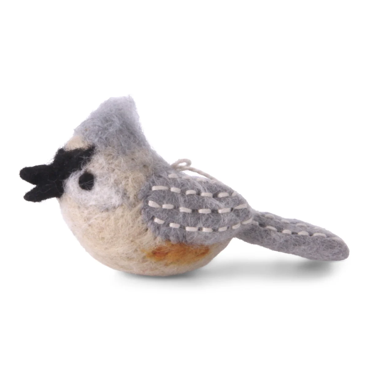 Gry & Sif Filz Vogel Tufted Titmouse, Grauhäubchenmeise  zum Hängen, ca. 8 cm
