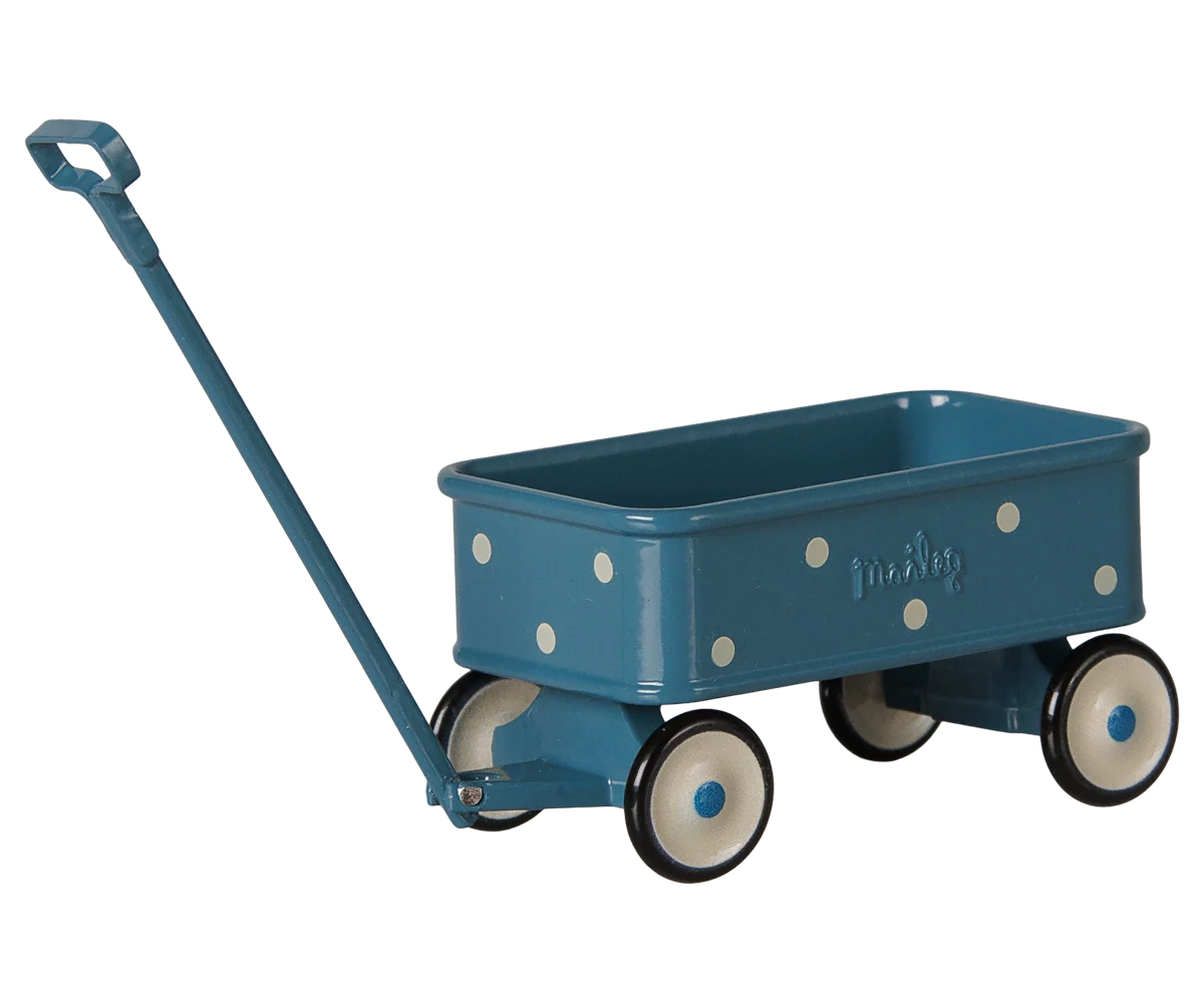 Maileg Bollerwagen Blau mit Punkten, Maus