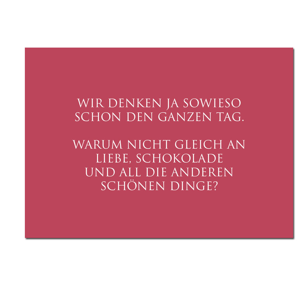 Wunderwort Postkarte "Liebe, Schokolade und all die anderen schönen Dinge…"... letzte Chance, wird nicht nachgedruckt!