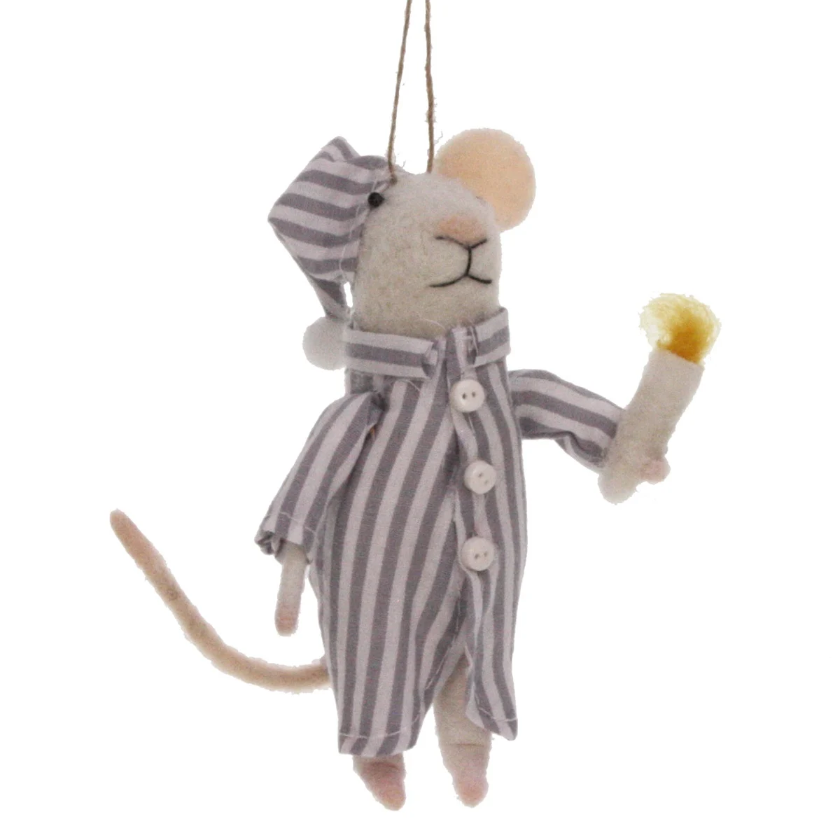 Filz Maus im Schlafanzug/ Pyjama mit Kerze Filz ca. 8x8x12cm