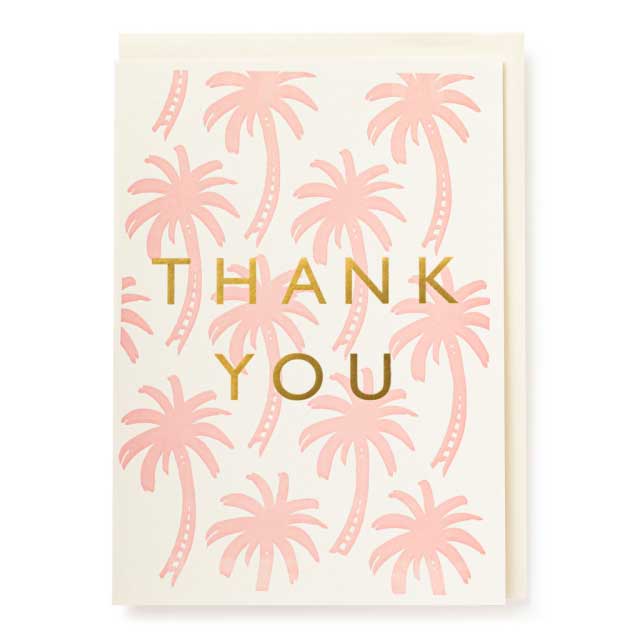 Doppelkarte " Thank You " von Letterpress, Palmen, Danke, Rosa, Archivist Gallery