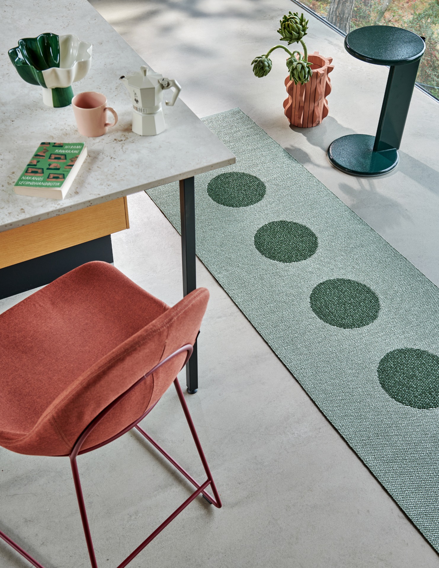 pappelina Teppich VERA POP LEAF MISTY MINT , ca. 70 x 200 cm