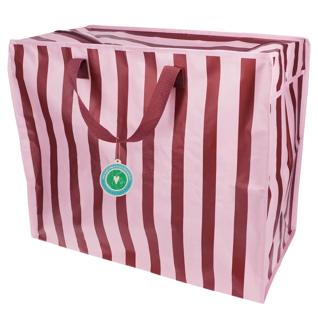 Jumbo-Aufbewahrungstasche - Streifen Rosa-Aubergine, ca. 58 x 28 x 48 cm
