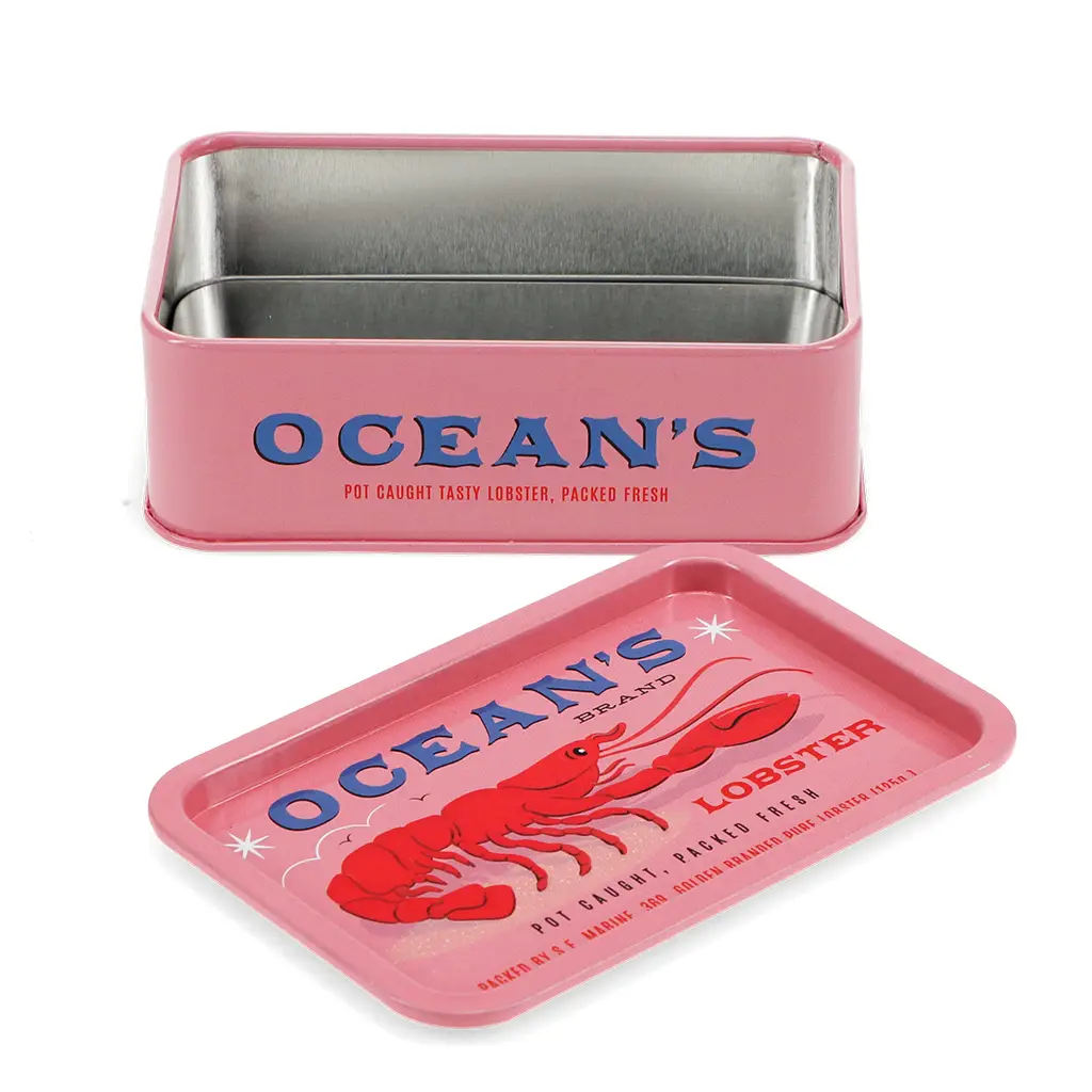Mini-Aufbewahrungsdose mit Deckel – Hummer, Fischdose Pink