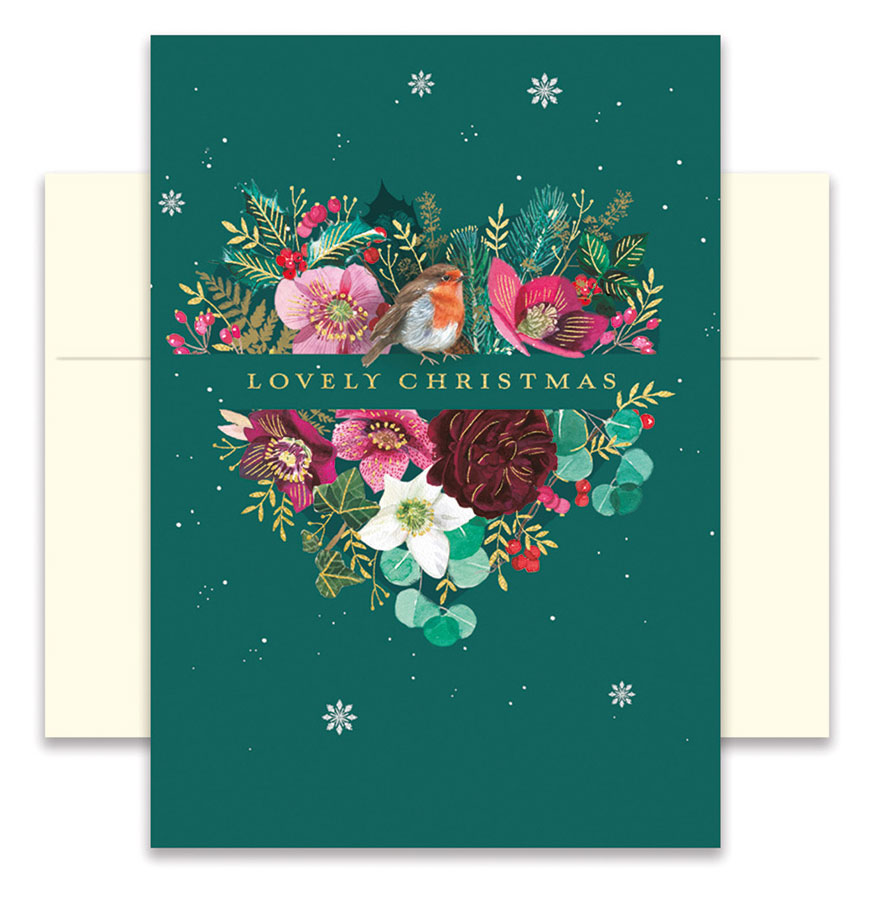 Doppelkarte mit Umschlag "Lovely Christmas", Weihnachtskarte 