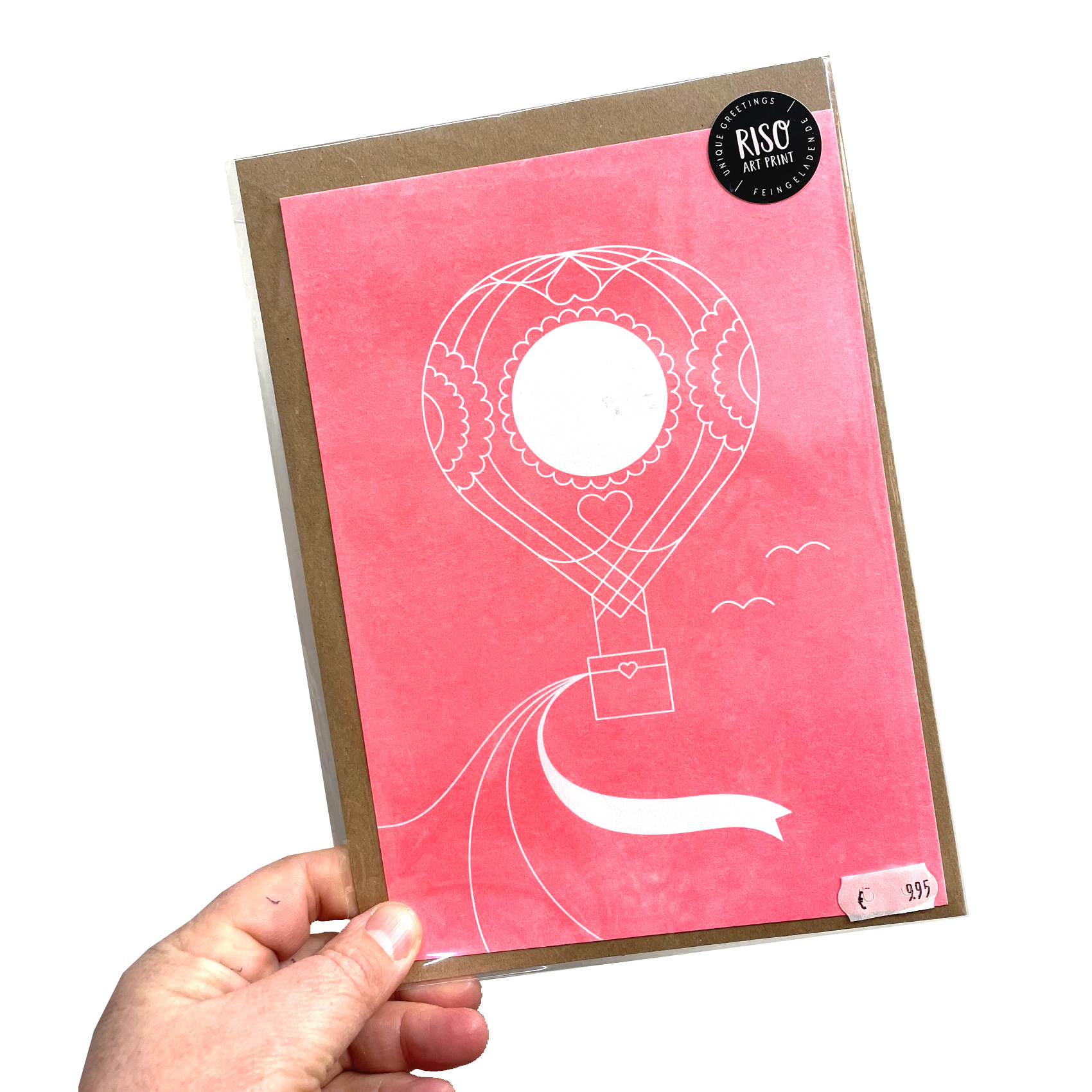 "Liebe "  Karte  groß A5, handgedruckt , Neon, Riso von Feingeladen 