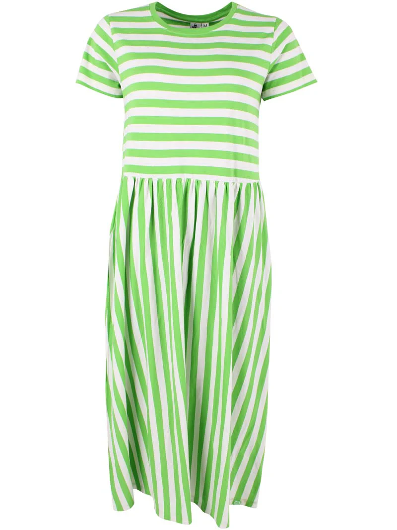 % Danefae Danebasic Kroeyer Dress Bright Green/Chalk, Kleid Streifen %