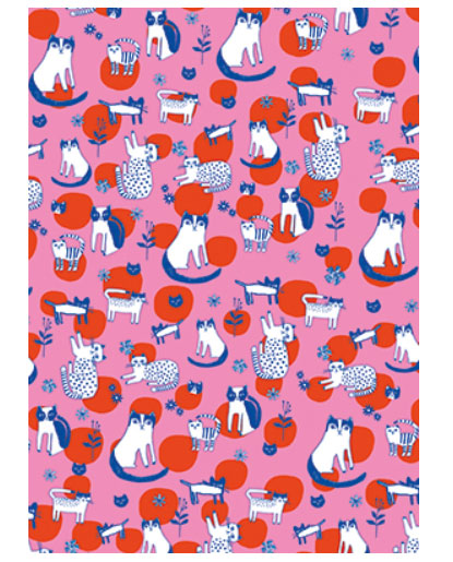 Geschenkpapier - Katzen von Oliver Bonas Katzen/ Cat Crew pink