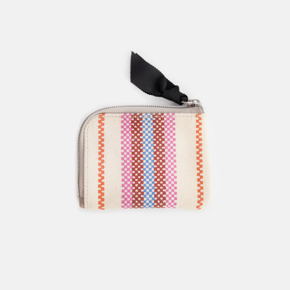 Caroline Gardner Checkerboard Stripe Canvas Corner Purse, Geldbeutel