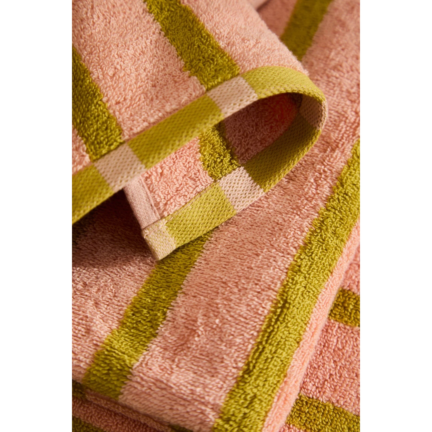 Badehandtuch mit rosa und grünen Streifen Saturno, ca. 50 x 90 cm, Handtuch 