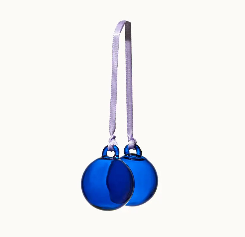 Hängende Kirschen aus farbigem Glas, Blau, glass christmas cherries, D. ca 3 cm
