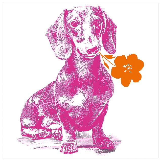 Papierservietten Dackel, 33 x 33  cm, Pink, Lunchservietten von Artebene