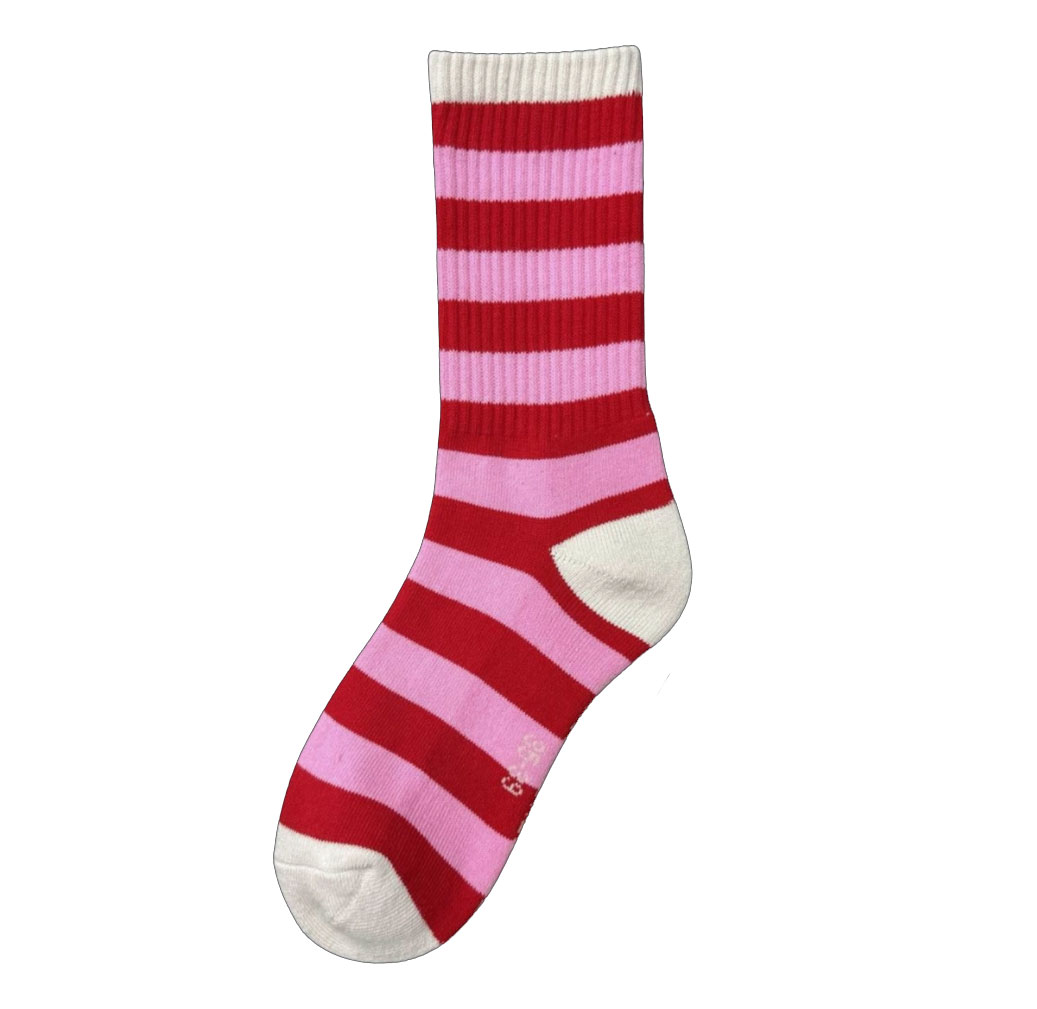 SOCKEN - Streifen rosa - rot, Größe 35-39