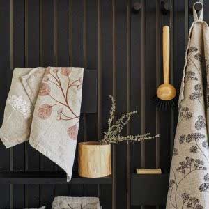 Tischläufer Leinen JOANA bedruckt ca. 150x40cm, natur von Dorothee Lehnen  