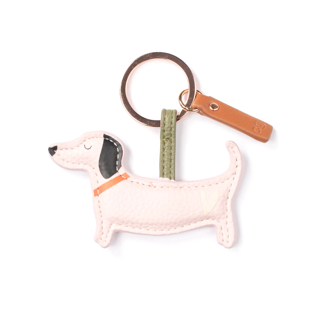 Schlüsselanhänger Dackel Rosa von Caroline Gardner, Pale Pink Sausage Dog Novelty Keyring 