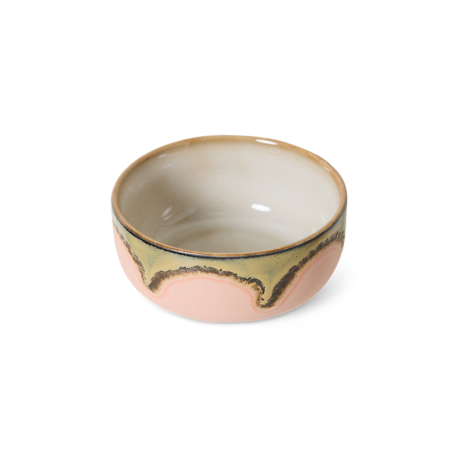 HKliving 70's  bowl, dessert bowl, GEM Siebziger Jahre Geschirr, Keramik, D. ca. 12,5 cm
