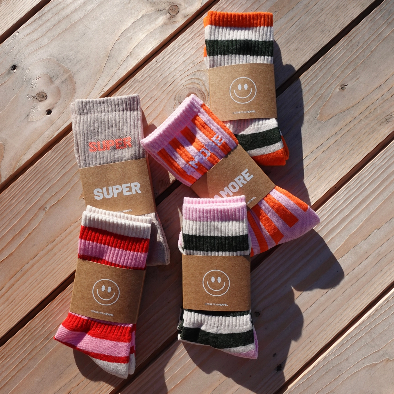 SOCKEN - Streifen rosa - rot, Größe 35-39