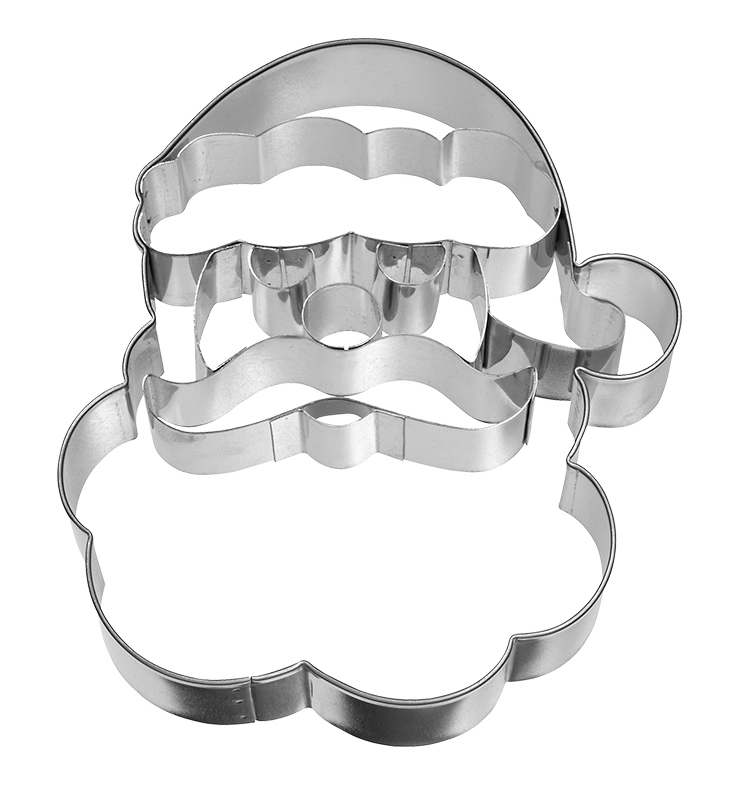 Ausstecherle  Weihnachtsmann-Gesicht, 10,5 cm, Edelstahl von Birkmann, mit Innenprägung, Prägeausstecher, Ausstechform 