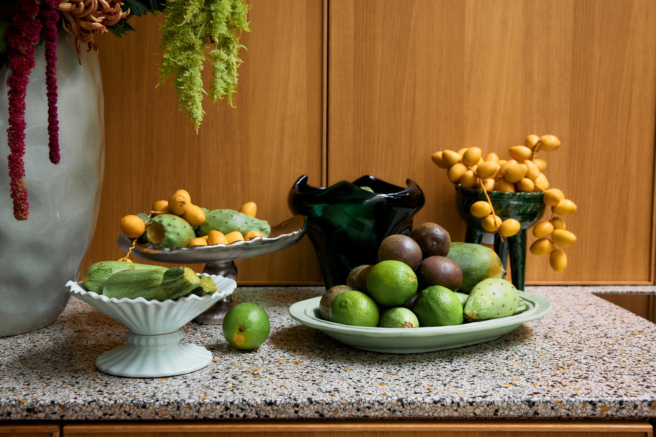 HKliving New classics: large ceramic tray/ Platte oval, Mint, ca. 38 cm 