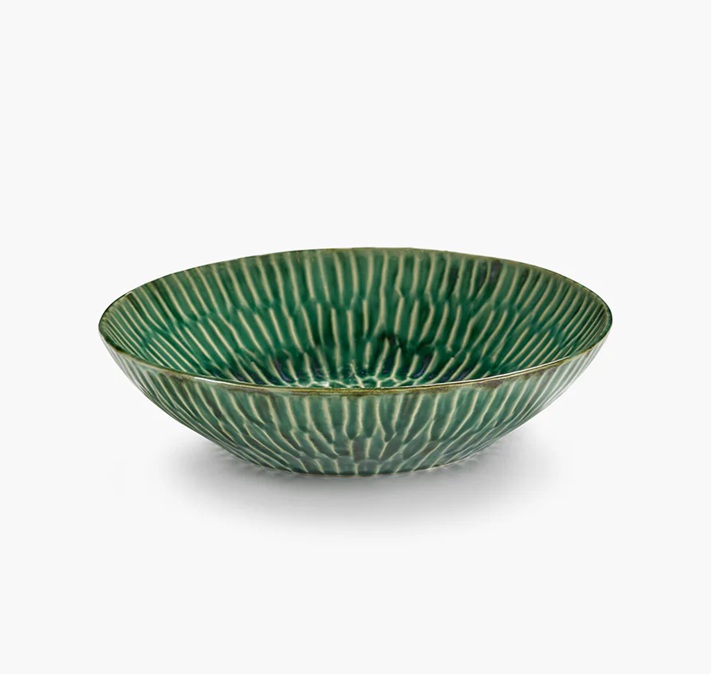  Verde Lanza Teller tief / TIEFE SERVIERPLATTE grün von Pascale Naessens, D. ca. 26 cm   