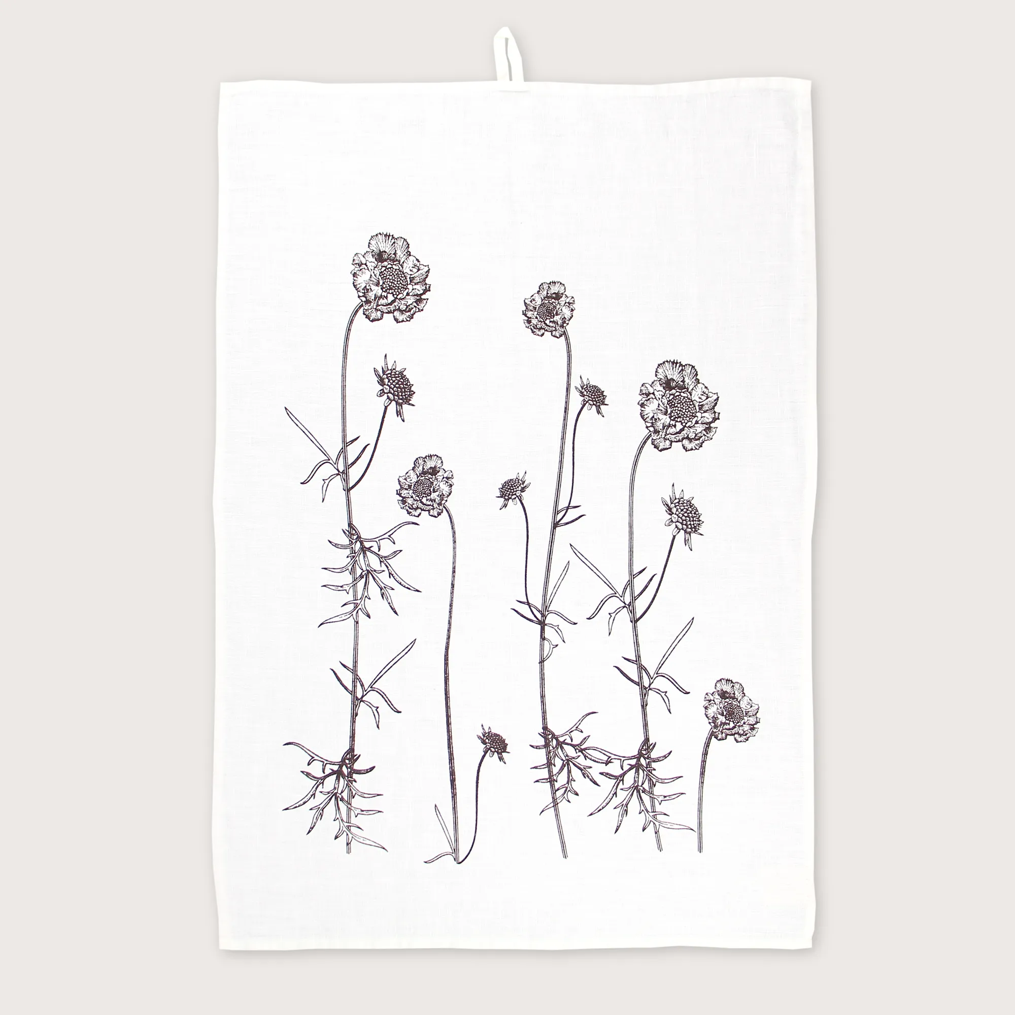 Geschirrtuch blooming Scabiosa, dark coffee, Leinen bedruckt von Dorothee Lehnen  