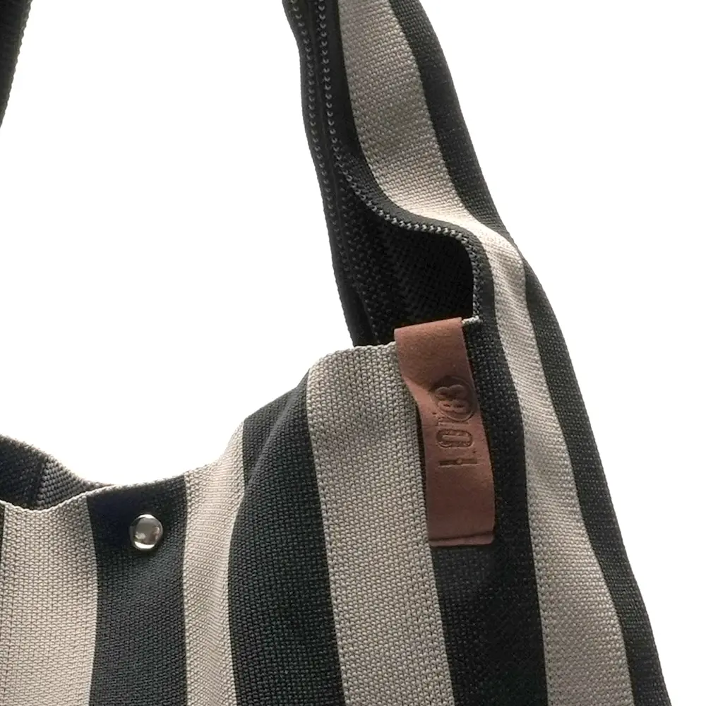 LOT83 Shopper Lois 22, Streifen Schwarz-Grau, ca.  45 x 35 cm