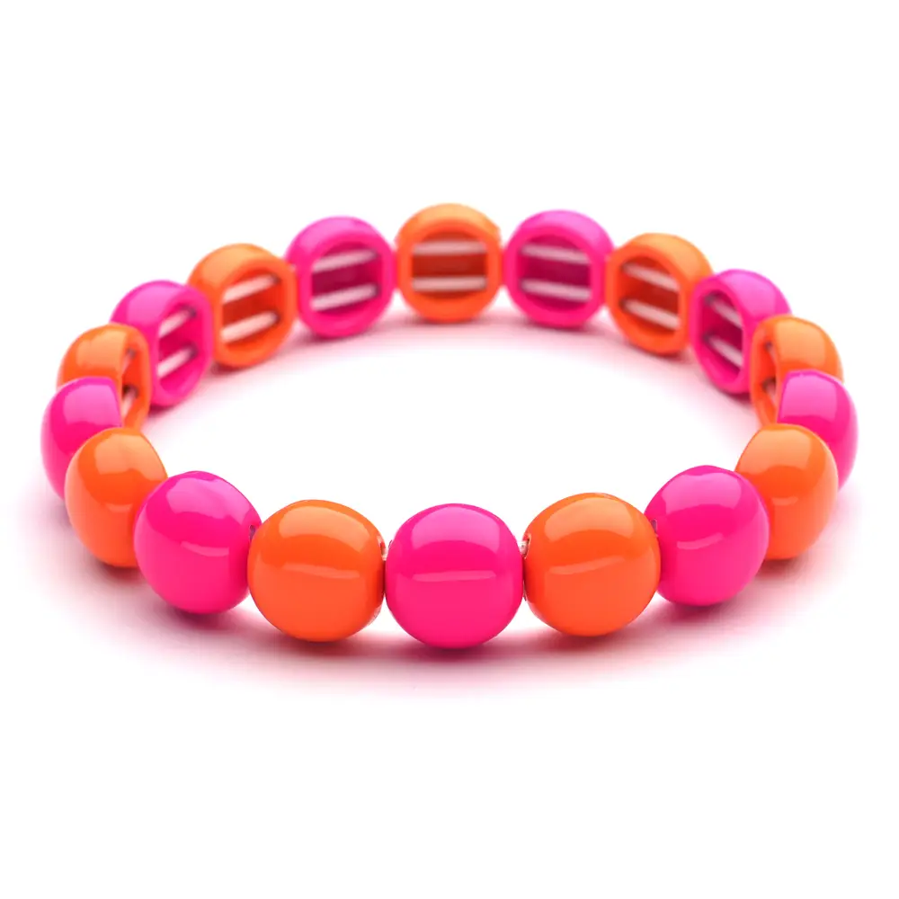 LizzyMae Emaille-Armband Nr. 183 Kugel - Pink/Orange